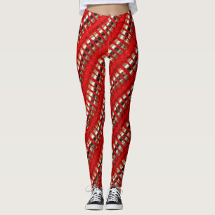 Rot-goldenes dünnes diagonales Streifenstoff-Textu Leggings