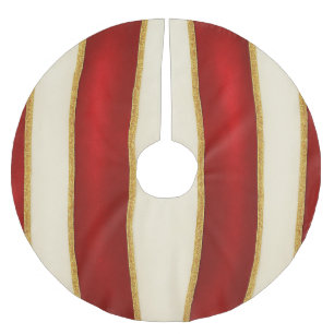 Rot-goldenes Streifenmuster – modernes Weihnachten Polyester Weihnachtsbaumdecke
