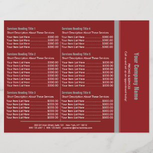 Rot Grau Einfache Rahmen Preisliste 6 Flyer