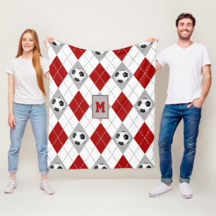 Rot-Grau-Fußballmannschaft Farben Raute-Fleece Dec Fleecedecke