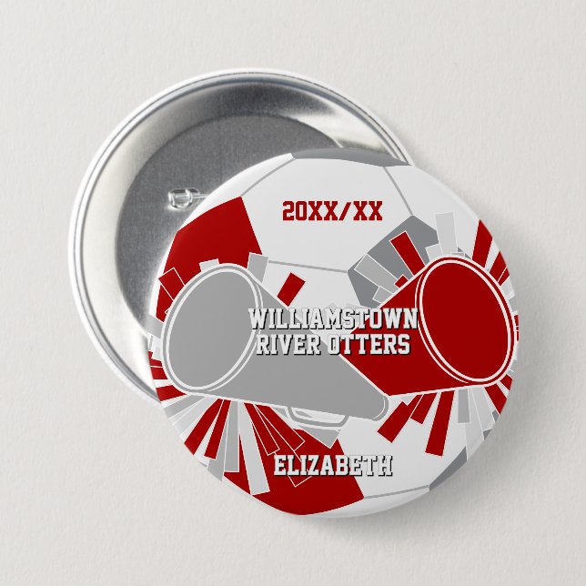 Rot grau oder ANY COLORS Fußball-Chefin Button (Vorne & Hinten)