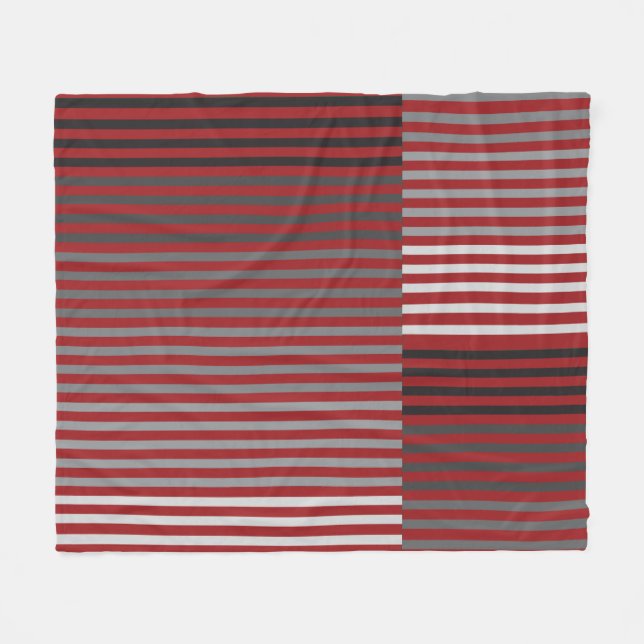 Rot, Grau, Schwarz, Weiße Streifen Fleecedecke (Vorderseite (Horizontal))