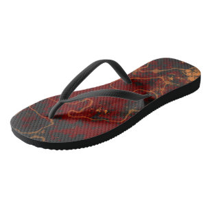 Rot, grau und orange Abstrakt Flip Flops