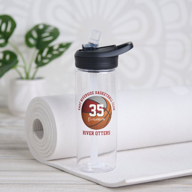 Rot graue Basketballmannschaftsfarben mit Jerseynu Trinkflasche (Yoga)
