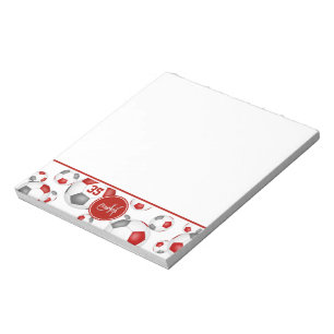 Rot-graue Fußbälle Muster Akzent Notizblock