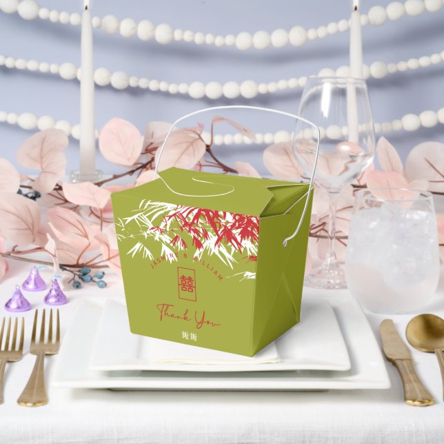 Rot/Grün-Bambus-Blätter Chinesische Doppelhochzeit Geschenkschachtel (Hochzeit)