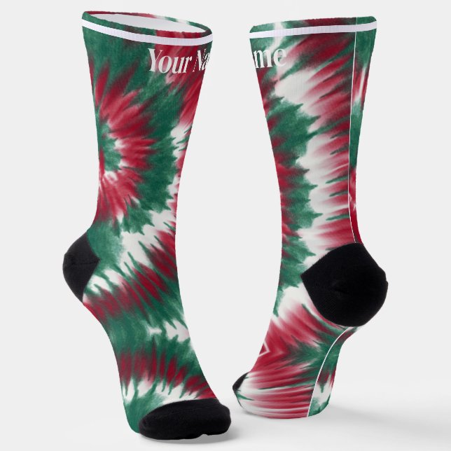 Rot & grün | Benutzerdefinierter Name Socken (Gewinkelt)