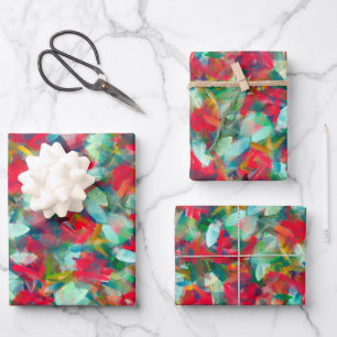 Rot-Grün-Blau-Gelbe Abstraktion Geschenkpapier Set