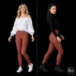 Rot Grün Diagonales Karo Kreisförmige Verzerrung Leggings