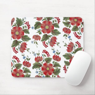 Rot & Grün Florales Volkskunst-Mauspad Mousepad