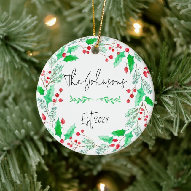 Rot-Grün-frisch verheiratete Familiendekoration Keramik Ornament (Baum)