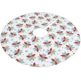 Rot-Grün-Gelb-Abstrakte Blume Mitte Jahrhundert Polyester Weihnachtsbaumdecke