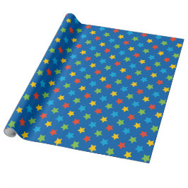 Rot, Grün-gelbe und blaue Sternchen-Vereinbarung Geschenkpapier