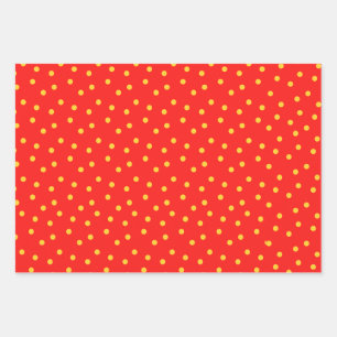 Rot-Grün-Gelber Polka-Dot Geschenkpapier Set