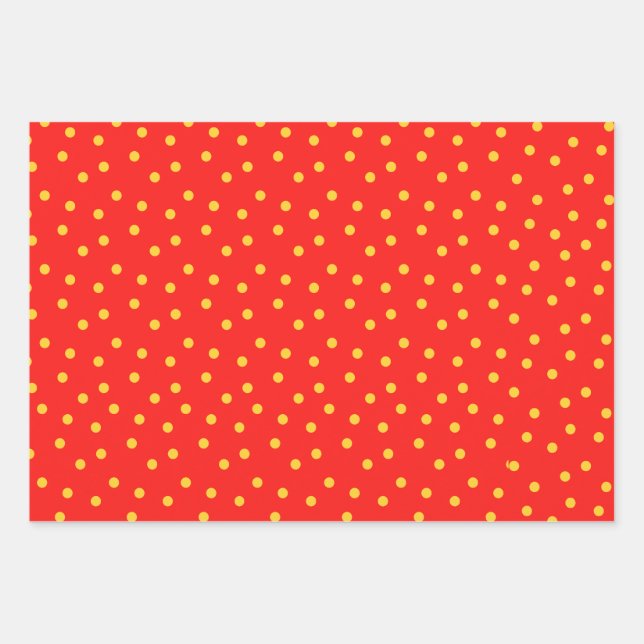 Rot-Grün-Gelber Polka-Dot Geschenkpapier Set (Vorderseite)