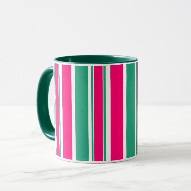 Rot-grün gestreiftes horizontales Muster Tasse (Vorderseite Links)