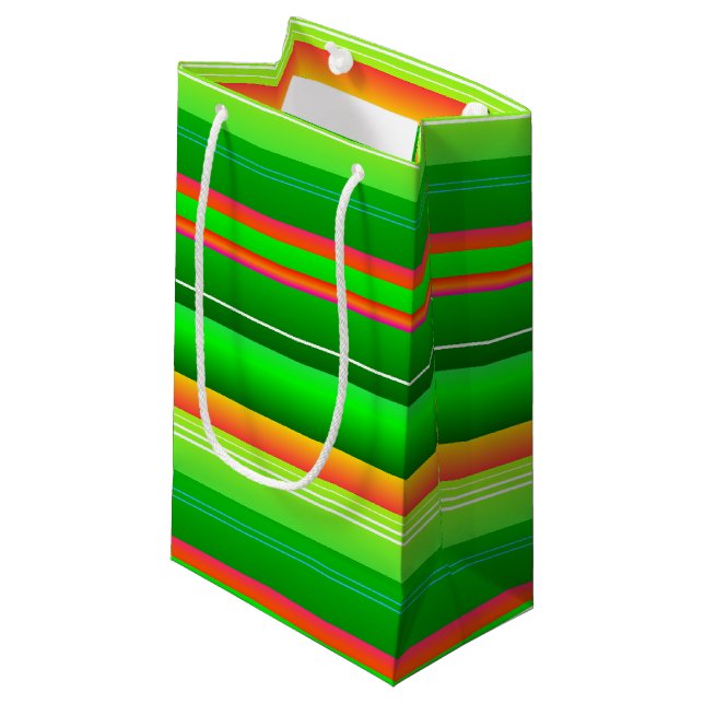 Rot-grün gestreiftes künstlerisches Muster Kleine Geschenktüte (Vorderseite Schrägansicht)