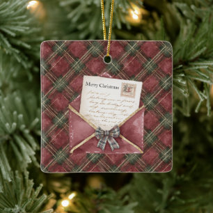 Rot Grün Kariert Streifen Buchstabe Weihnachten Keramikornament