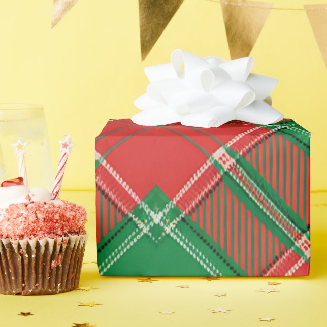 Rot-grün kariertes Muster Geschenkpapier (Geburtstagsparty)
