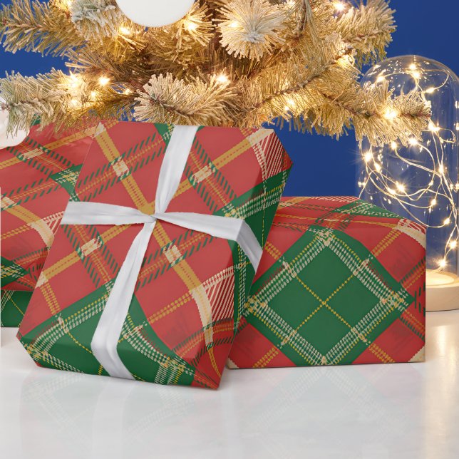 Rot-grün kariertes Muster Geschenkpapier (Feiertage)