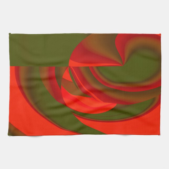 Rot & Grün Kubist Abstrakt Handtuch (Horizontal)