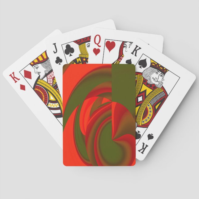 Rot & Grün Kubist Abstrakt Spielkarten (Rückseite)