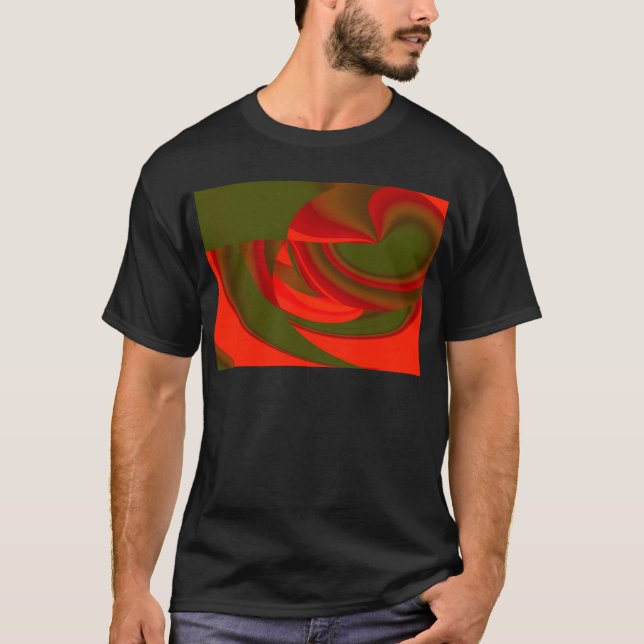 Rot & Grün Kubist Abstrakt T-Shirt (Vorderseite)