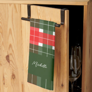 Rot Grün Modernes Tartan-Weihnachtsmuster Geschirrtuch