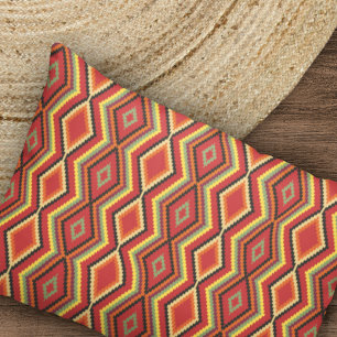 Rot-Grün-Orange-Gelb-Schwarz-Tribal-Art-Muster Kissenbezug