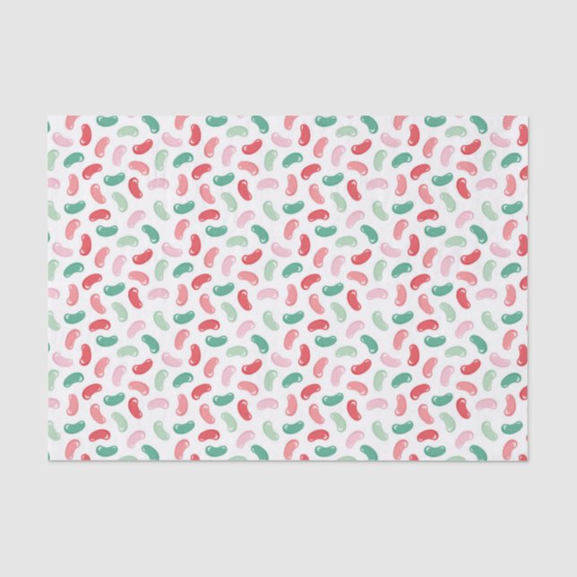Rot, Grün, Pfirsich, rosa Jellybohnendesign Seidenpapier (Vorderseite)