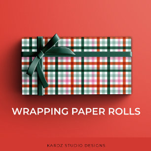 Rot Grün Pink Karo Weihnachten Geschenkpapier
