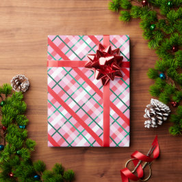 Rot Grün Pink Karo Weihnachtspapier Geschenkpapier