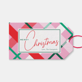 Rot Grün Pink Weihnachts-Karo-Geschenkanhänger Geschenkanhänger