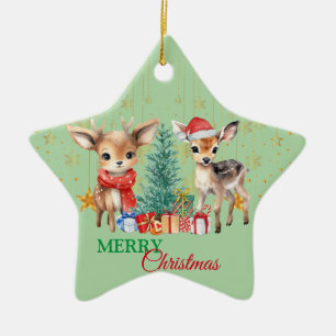 Rot Grün Rentier Weihnachtsmann Frohe Weihnachten Keramik Ornament