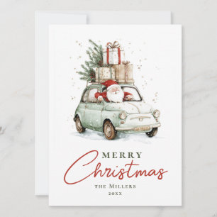 Rot Grün Santa Car Wasserfarbe Weihnachten
