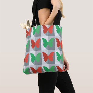 Rot-Grün-Schmetterlingsmuster Tasche