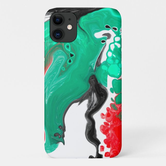 Rot, Grün, Schwarz und Weiß-Marmorfliesen Kunst Case-Mate iPhone Hülle (Rückseite)