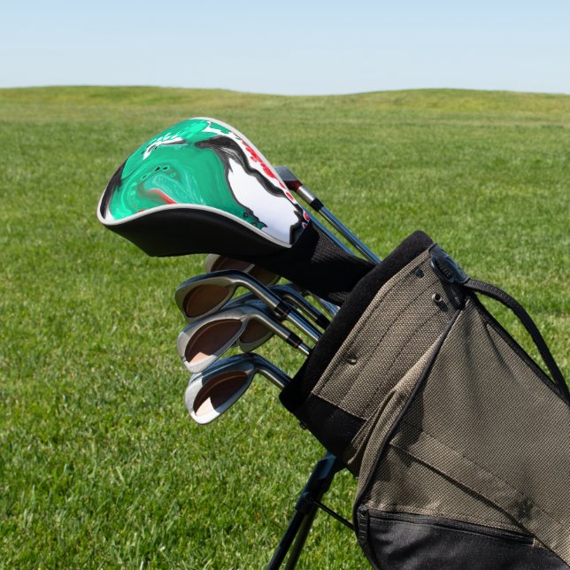 Rot, Grün, Schwarz und Weiß-Marmorfliesen Kunst Golf Headcover (In SItu)