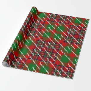 Rot Grün Tartan Karo Frohe Weihnachten Benutzerdef Geschenkpapier
