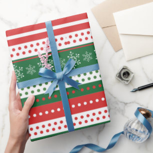 Rot Grün und Blau Festliches Weihnachtsmuster Geschenkpapier