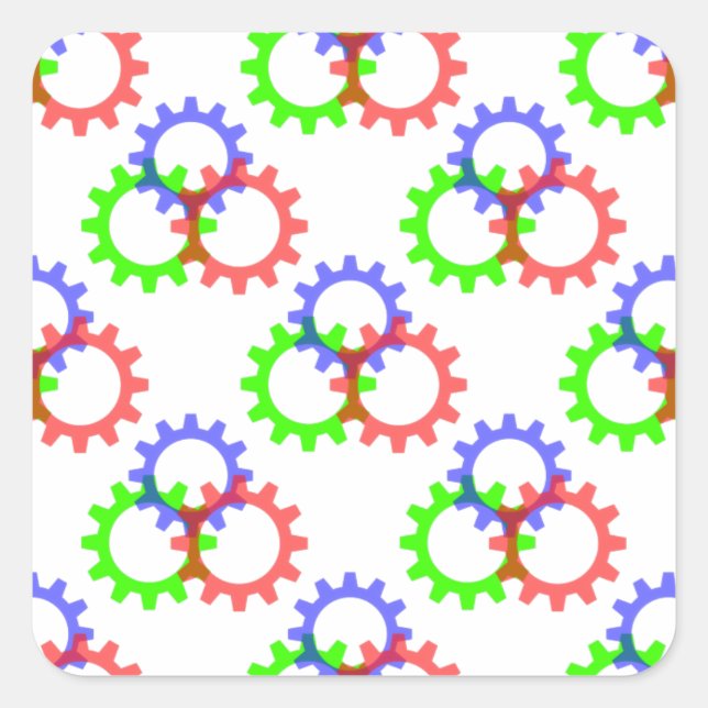 Rot, Grün und Blau Quadratischer Aufkleber (Vorderseite)