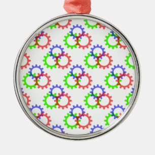 Rot, Grün und Blau Silbernes Ornament