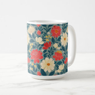 Rot, Grün und Creme Chinoiserie Kaffeetasse