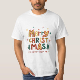 Rot, Grün und Gelb Illustratives Weihnachten T-Shirt