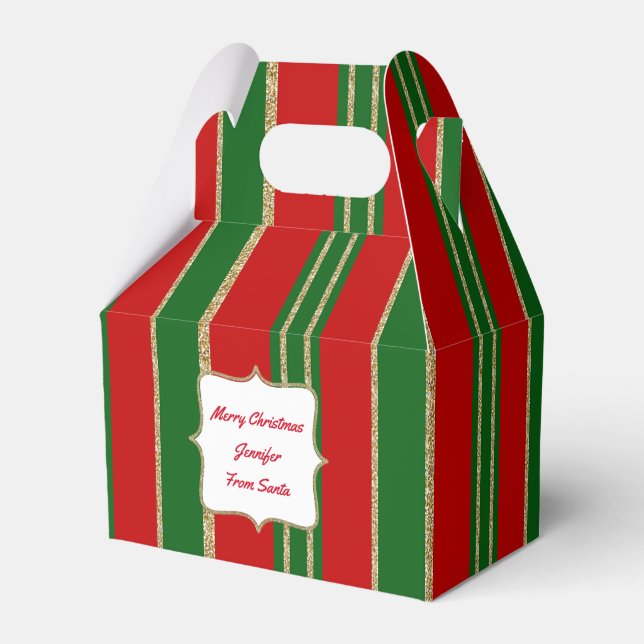 Rot, Grün und Gold Holiday Gable Gvor Geschenkboxe Geschenkschachtel (Vorderseite)