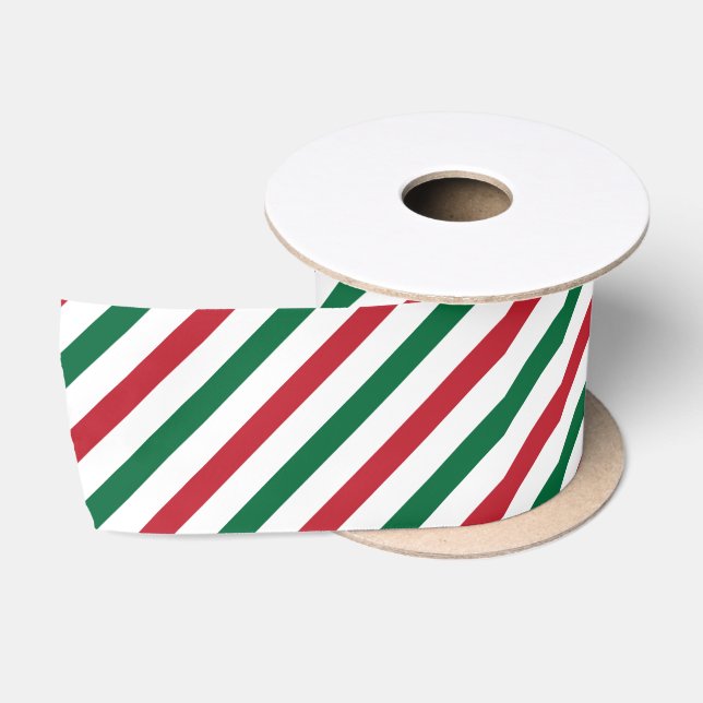 Rot, Grün und Weiß Candy Strip Ribbon Satinband (Spule)