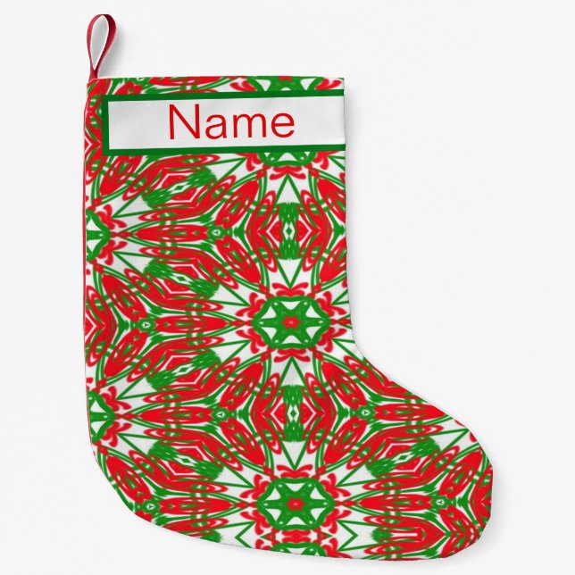 Rot, Grün und Weiß Kleiner Weihnachtsstrumpf (Vorderseite)