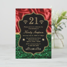 Rot-Grün-Urlaub Shimmer Geburtstag Einladung