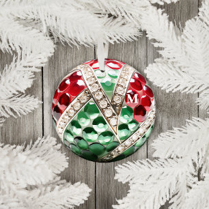 Rot Grün Vintage-Unechte-Diamant-Juwel-Anfangsbuch Ornament Aus Metall