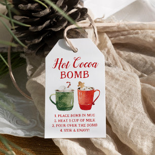 Rot-Grün-Wasserfarben-Hot-Cocoa-Bomb-Anhänger Geschenkanhänger